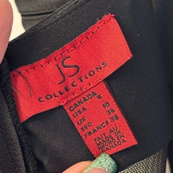 NWOT Gorgeous JS Collections Weave Front Sheer Black Evening Midi Gown Size 8US - Picture 6 of 10